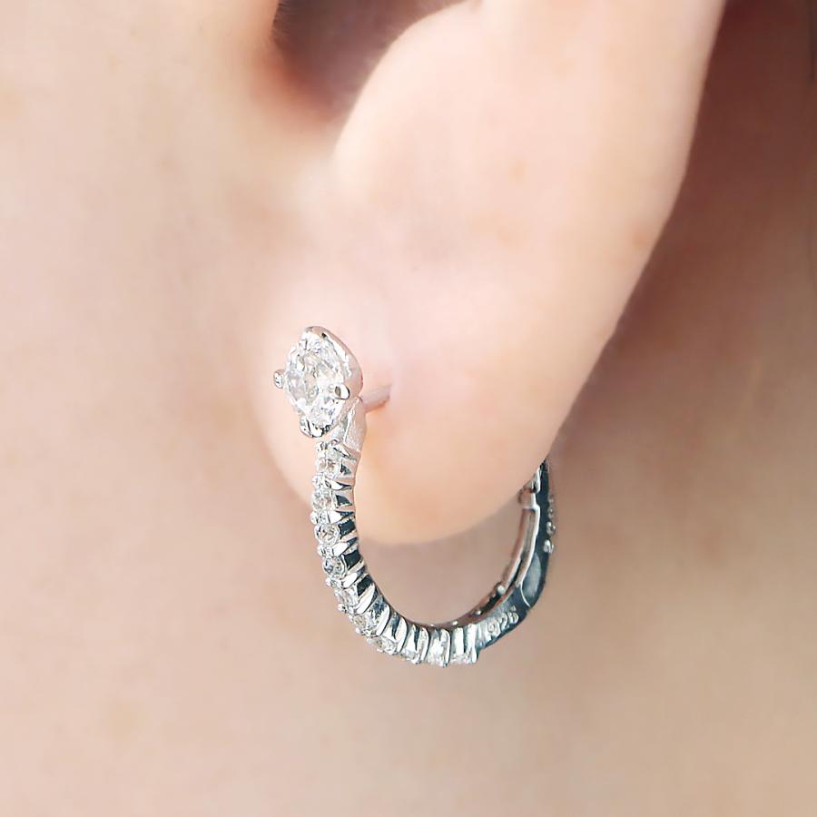 Pt900 ダイヤモンド 中折れ バネ式 フープ ピアス 0.44ct 送料無料 プラチナ PT フープピアス プラチナピアス 可愛い ひと粒 ダイヤ 簡単 人気 流行 SAP-0215の画像