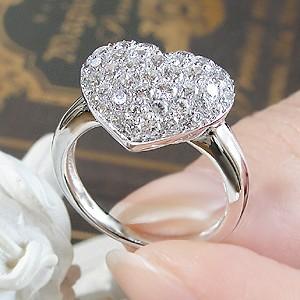 ダイヤモンドリング リング ダイヤモンド 指輪 プラチナ ハート パヴェ  