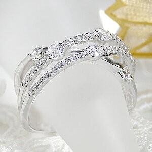 pt900 0.6ct ダイヤモンド クロス リング エタニティ 0.6カラット ３連 プラチナ ダイア 指輪 レディース 重ねづけ プレゼント SAR0032の画像