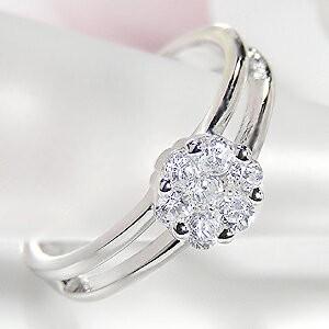 pt900 0.30ct フラワー ダイヤモンド リング 0.30ct フラワー 0.3 