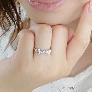 ダイヤモンド リボン リング 指輪 ダイヤ フェミニン 0.2ct 18k WG 18 