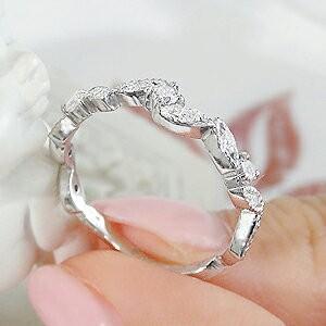 Pt900 0.24ct ダイヤモンド リーフ リング 指輪 プラチナ ダイヤ リーフ ミル打ち 葉 ギフト ダイア プレゼント ４月誕生石 SAR0103の画像