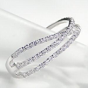 Pt900(ハード) 0.65ct ダイヤモンド クロスライン リング エタニティ クロス  0.6カラット ３連 プラチナ ダイア 指輪 レディース 重ねづけ プレゼント　SAR0111の画像