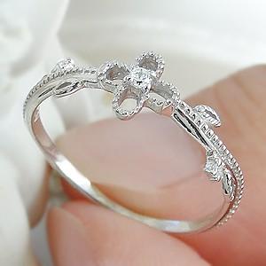 ダイヤモンドリング ダイヤモンド ミル打ち フラワー 花 指輪 リング ダイヤ 可愛い 18k 18金 ゴールド 大人気 SAR0152の画像