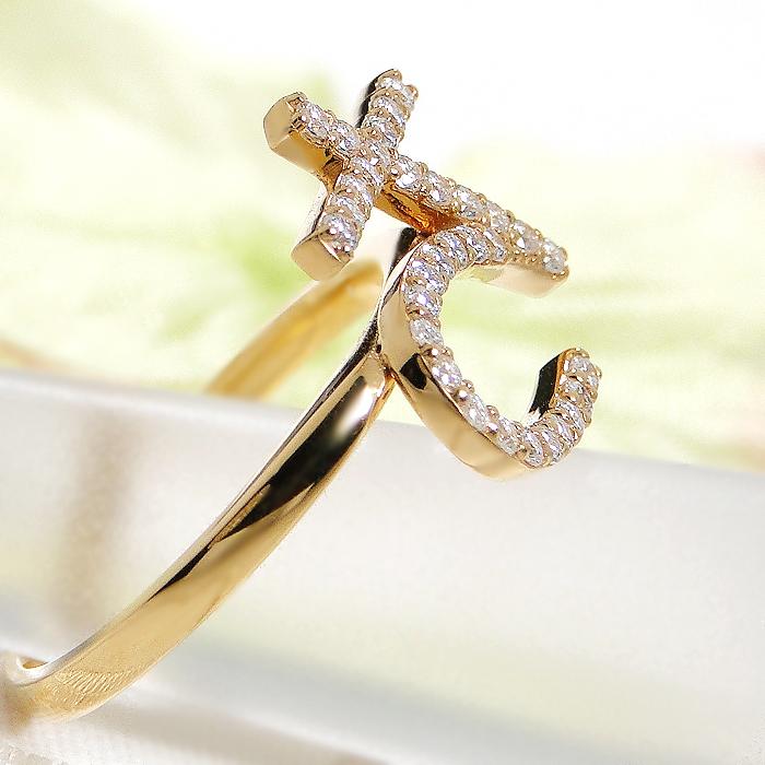 K18YG 0.32ct ひらがな さ ダイヤモンド リング 送料無料 ジュエリー