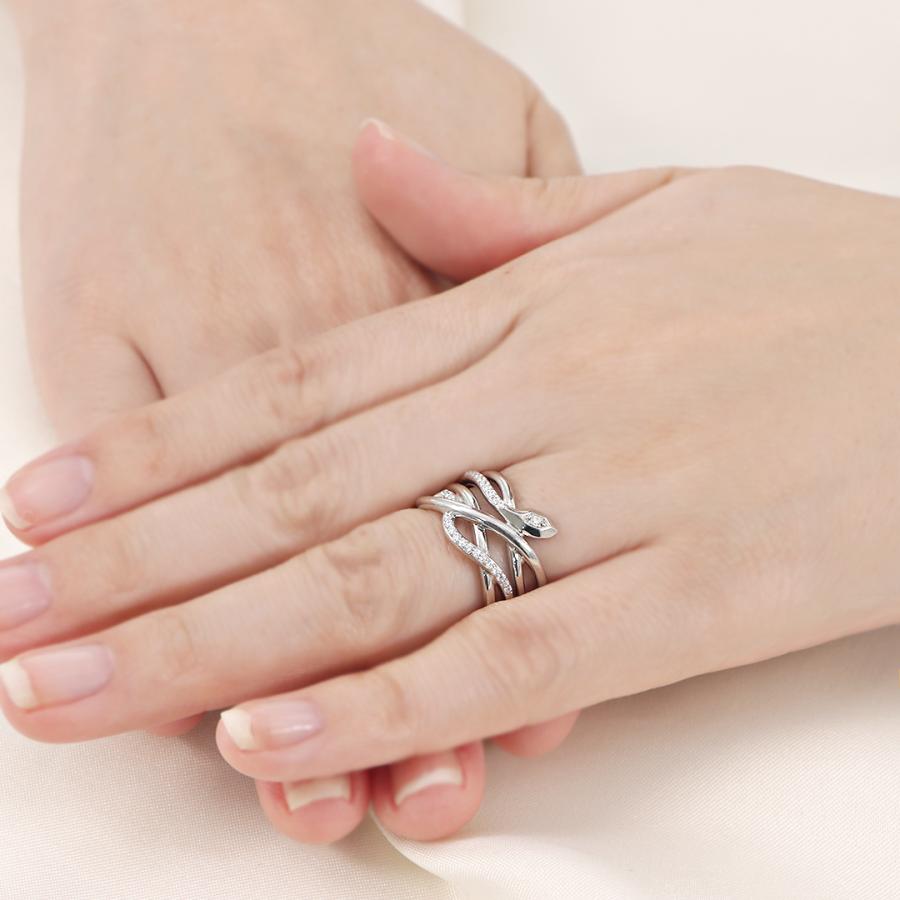 K18 YG Pt900 0.15ct スネーク ダイヤモンド リング 送料無料 指輪 ゴールド プラチナ PT ヘビ 蛇 縁起物 イエローゴールド 金運 開運 蛇年 巳年 干支 SAR0214の画像