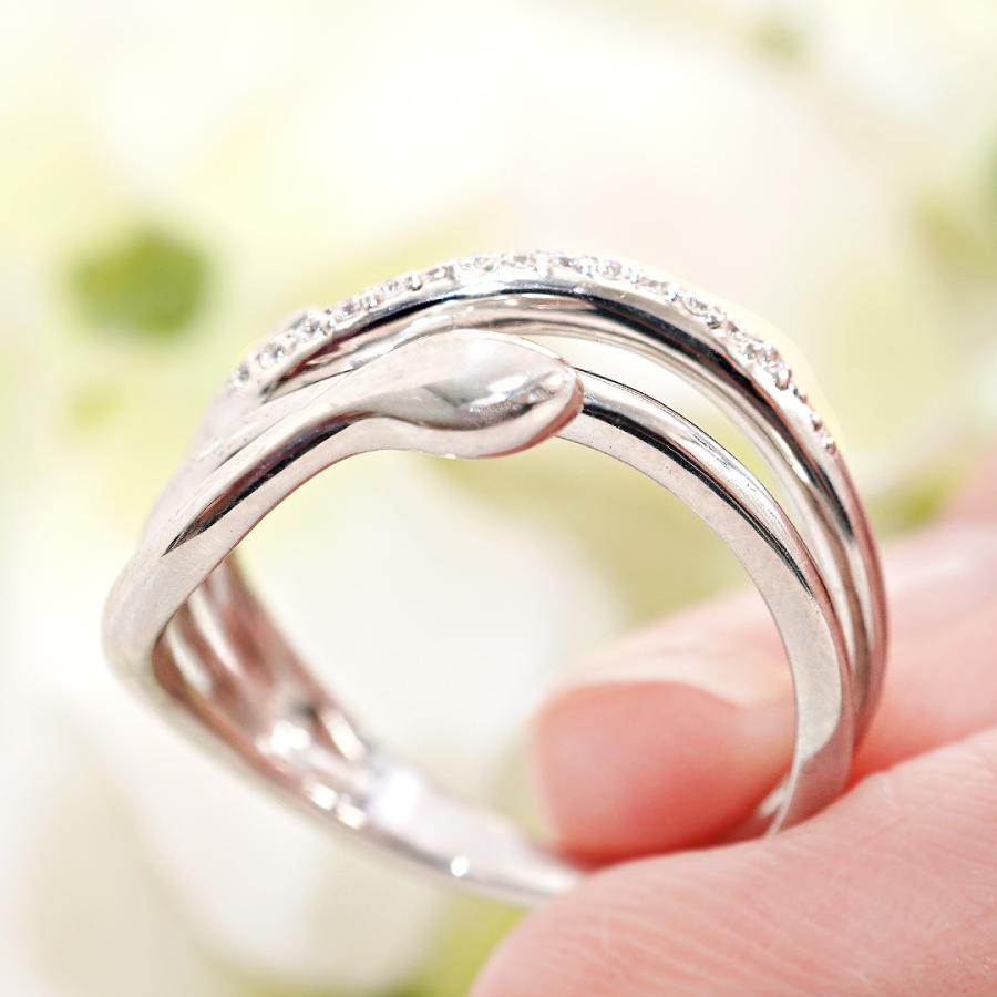 K18YG Pt900 0.07ct スネーク ダイヤモンド リング 送料無料 指輪 ゴールド プラチナ PT ヘビ 蛇 縁起物 イエローゴールド 金運 開運 蛇年 巳年 干支 SAR0215の画像