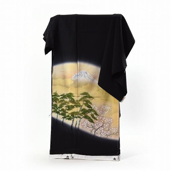 黒留袖　フルオーダー手縫いお仕立て付き　近代日本画「横山大観」富士桜松　送料無料