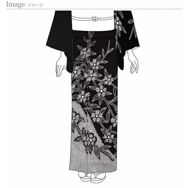 フルオーダー手縫いお仕立て付き　名門「藤娘きぬたや」謹製　本疋田絞り入り　最高級訪問着　桜のシンプルお花　黒地の画像