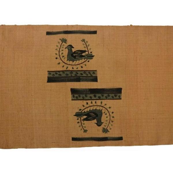 反物販売/お仕立て承りますしょうざん・生紬　お洒落九寸名古屋帯（お太鼓柄）手描き　染め帯　鳥／柑子系色　反物/着物/和服/お洒落用/街着/ショッピンの画像