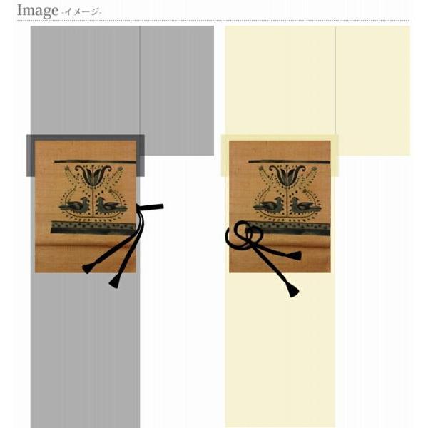 反物販売/お仕立て承りますしょうざん・生紬　お洒落九寸名古屋帯（お太鼓柄）手描き　染め帯　鳥／柑子系色　反物/着物/和服/お洒落用/街着/ショッピンの画像