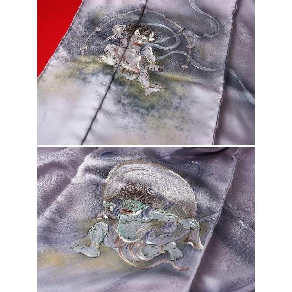 色留袖 国内和裁士手縫いお仕立て付き 伊と幸の紋綸子 手刺繍 風神雷神 