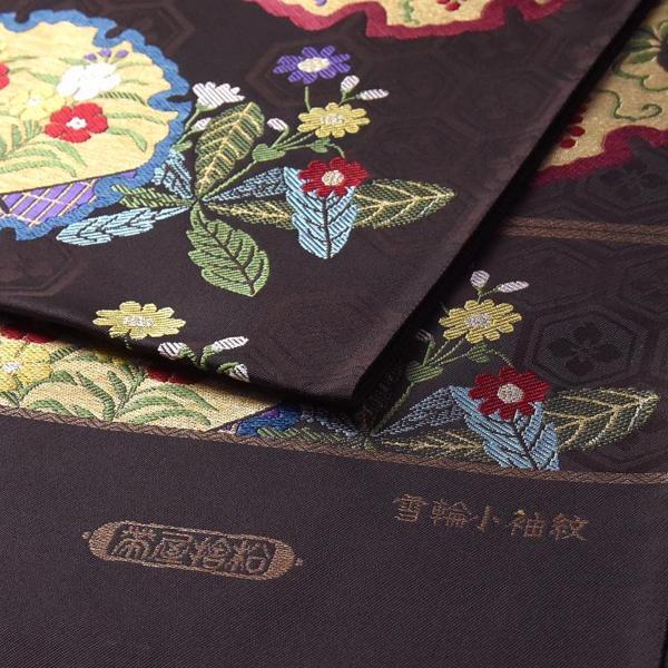 袋帯　お仕立て付き　正絹　西陣織　帯屋捨松謹製　雪輪小袖紋　グレー色　着物/和服/準礼装用/セミフォーマル用　子供のイベントの付き添いにどうぞ　送料の画像