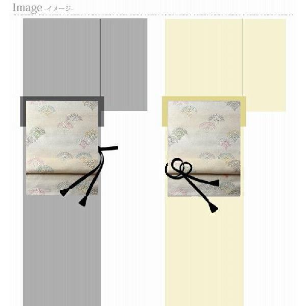 夏帯　お仕立て付き　正絹　絽　西陣「佐々木染織」　織り帯　九寸名古屋帯（六通柄）白色に薄クリーム　扇　セミフォーマル〜カジュアル着用　送料無料の画像
