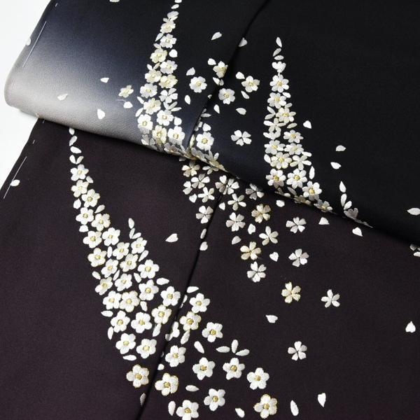 豪華手刺繍　訪問着　袷フルオーダー手縫いお仕立て付き　小花の吹き寄せ　黒色、紫紺色　身長１６８ｃｍまで、裄６９．５ｃｍまで　結婚式・披露宴・パーティの画像