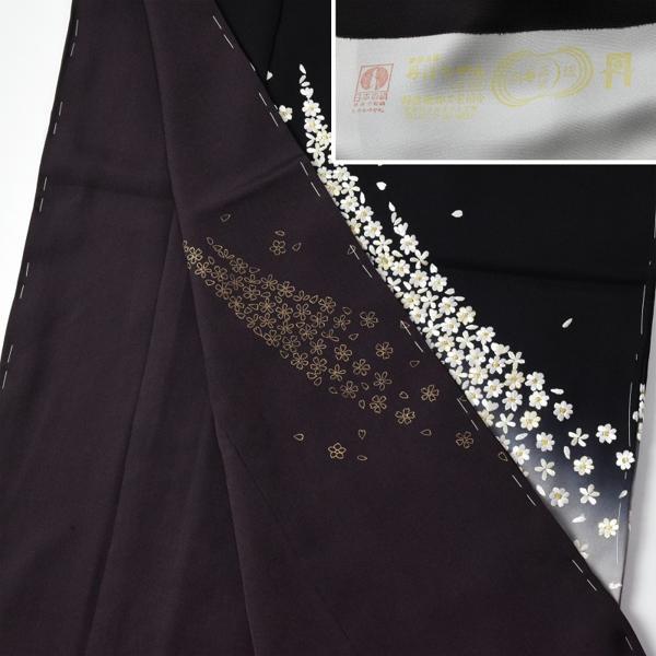 豪華手刺繍　訪問着　袷フルオーダー手縫いお仕立て付き　小花の吹き寄せ　黒色、紫紺色　身長１６８ｃｍまで、裄６９．５ｃｍまで　結婚式・披露宴・パーティの画像