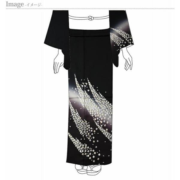 豪華手刺繍　訪問着　袷フルオーダー手縫いお仕立て付き　小花の吹き寄せ　黒色、紫紺色　身長１６８ｃｍまで、裄６９．５ｃｍまで　結婚式・披露宴・パーティの画像