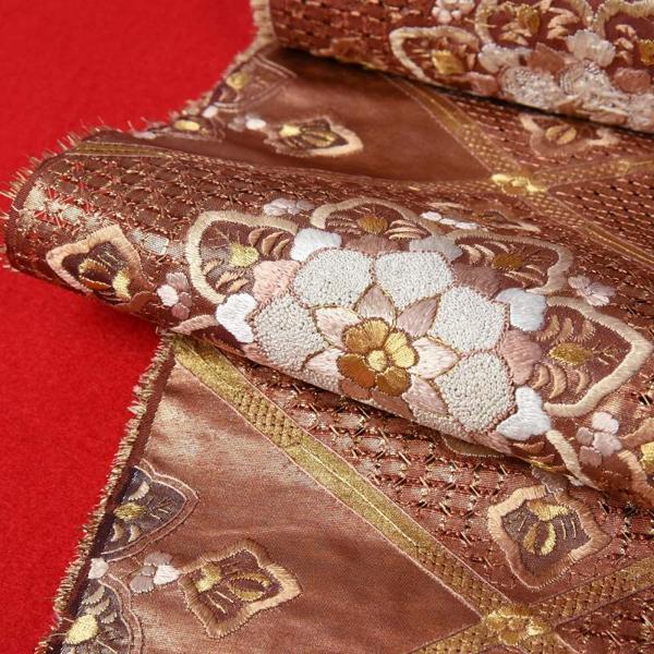 袋帯 綿芯お仕立て付き 中国三大刺繍 蘇州刺繍 相良刺繍 汕頭刺繍 セミ