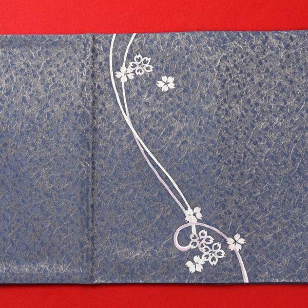 本加賀友禅　袋帯　茶谷孝志作　桜１　青灰色　お太鼓柄　染め帯　カジュアル〜セミフォーマル用　　お仕立て付きの画像