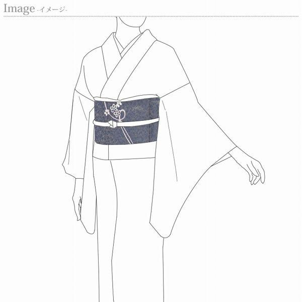 本加賀友禅　袋帯　茶谷孝志作　桜１　青灰色　お太鼓柄　染め帯　カジュアル〜セミフォーマル用　　お仕立て付きの画像