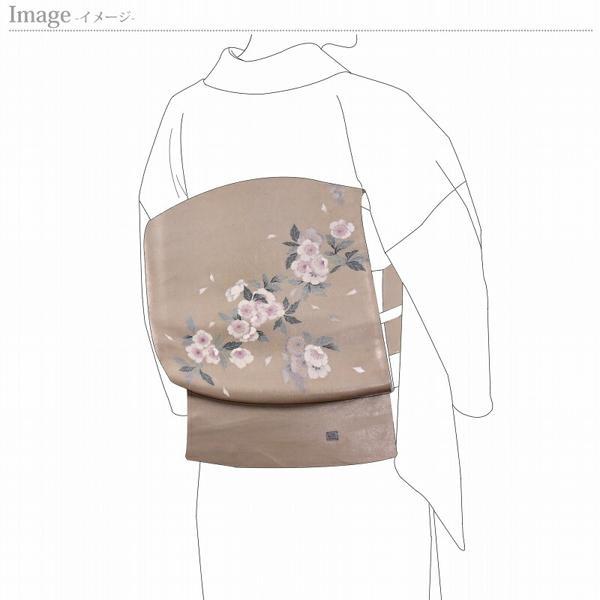 本加賀友禅 袋帯 吉田昌二作 桜 淡い金色 お太鼓柄 染め帯 カジュアル  