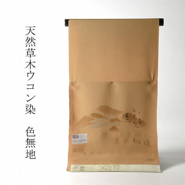 色無地 お仕立て付き 丹後ちりめん 天然草木ウコン染（共八掛け・八  