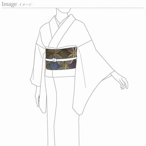 袋帯　綿芯お仕立て付き　皇室献上作家「藤井寛」監修　本袋　七宝鹿の子文様　黒地に金糸　礼装/フォーマル/お仕立て込み/着物/和装/創立記念/祝賀会/の画像