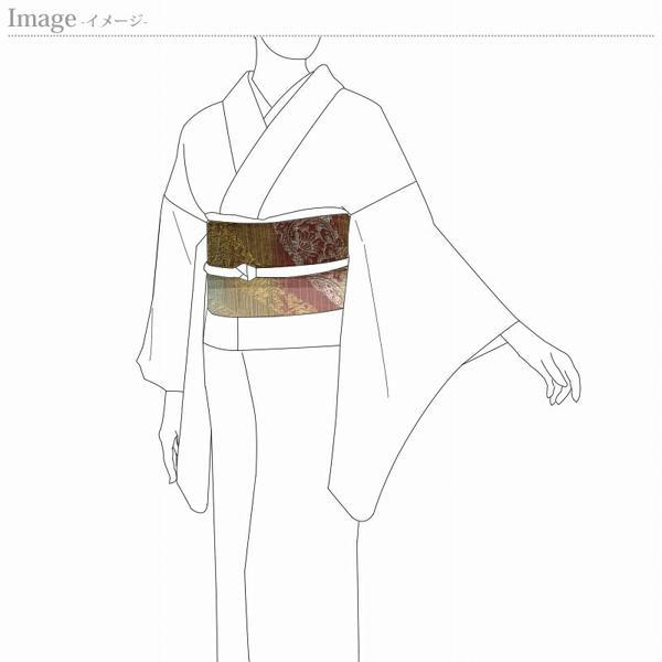 袋帯　お仕立て付き　段を背景に金糸の唐花模様　全通柄レディース着物/和服/和装/お出掛け/カジュアル/遊び着/街着_4