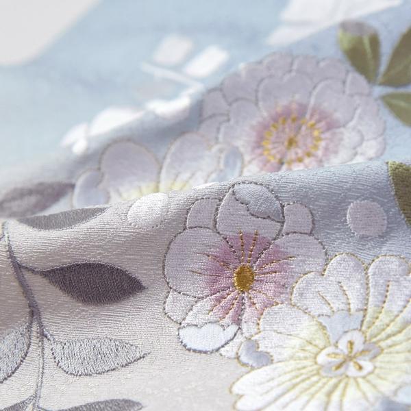 付下げ 反物販売 辻が花 京刺繍 ぼかし染め 空色 裄68．5cmまで