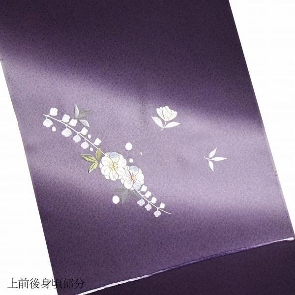 付下げ　手縫いお仕立て付き　辻が花　京刺繍　ぼかし染め　紫色　裄６８．５ｃｍまで　正絹　準礼装用/セミフォーマル用の画像