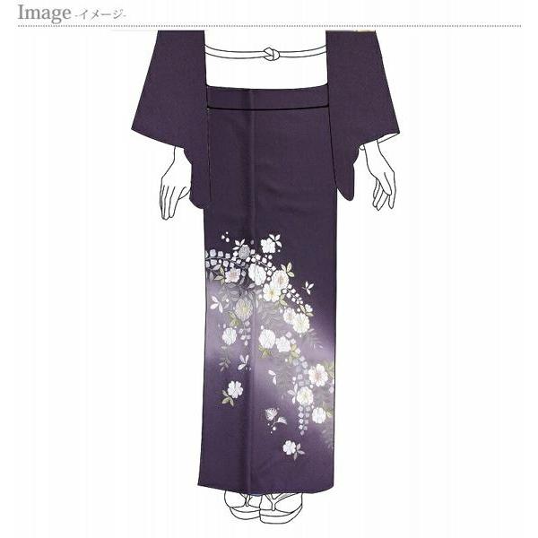 付下げ　手縫いお仕立て付き　辻が花　京刺繍　ぼかし染め　紫色　裄６８．５ｃｍまで　正絹　準礼装用/セミフォーマル用の画像