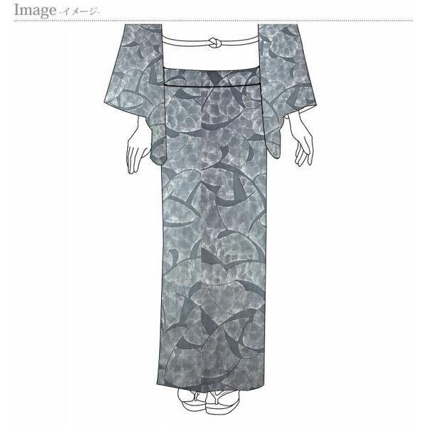 夏物 本麻きもの 本蝋纈染 古川三郎作 青緑みの灰色 反物販売 お仕立て