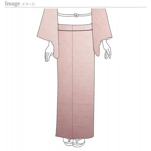 小紋　竹田嘉兵衛商店　手縫いお仕立て付き　総絞り　鹿の子　ピンク色着物/和服/和装/カジュアル着/街着/女性物裄７０ｃｍ位まで送料込みの画像