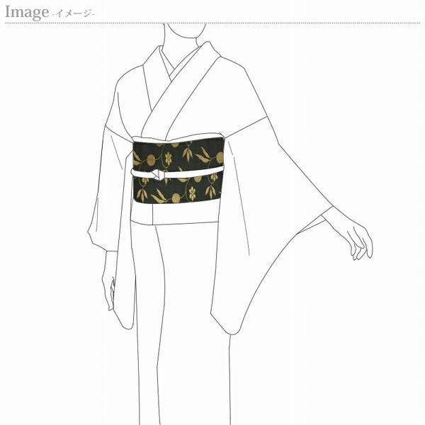 袋帯　お仕立て付き　西陣織　龍村美術織物謹製　龍織　笹づる　カジュアル〜セミフォーマル着物用　六通柄　深緑色の画像