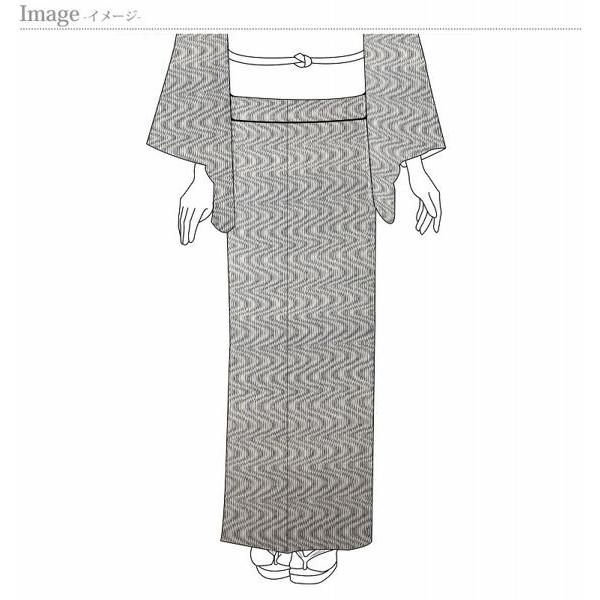 小紋　手縫いお仕立て付き　丹後ちりめんきたつみ大鳳縮緬　デジタル曲線　灰色着物/和服/和装/カジュアル着/街着/女性物裄７１．８ｃｍ位まで送料込みの画像