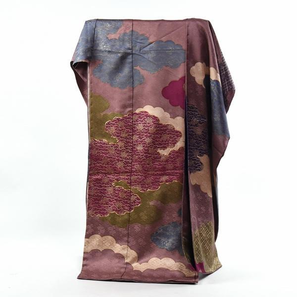 振袖 振り付き御振袖 本振袖 小豆系色 藤井寛 国内和裁士手縫いお仕立て付き パールトーン加工付き 皇室献上作家藤井寛氏作 振り付き御振袖 本振袖 小豆系色 皇室献上作家藤井寛氏作 雲文様 身長１７０ｃｍ ファッション さわらび ほりだし堂