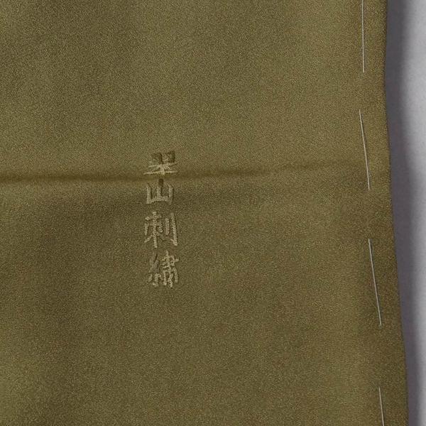 手刺繍　手縫いお仕立て付き　総刺繍　蘇州刺繍　スワトウ刺繍　清水寺　訪問着　鶯色送料込みの画像