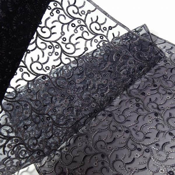 オーガンジー　和装コート　手縫いお仕立て付き　シフォンコート　レース　透かし織　唐草／黒ベージュ色　長羽織、道中着、着物衿レディース着物/和服/和装の画像