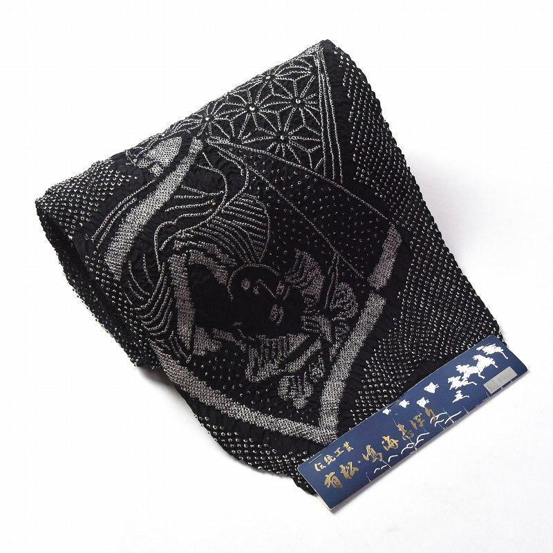 有松鳴海絞り 絞り浴衣 浮世絵 黒色 反物販売 お仕立て承ります 夏祭りや花火大会に 女性もの レディース 有松絞り 送料込み さわらび ほりだし堂 通販 Yahoo ショッピング