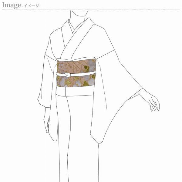 袋帯 お仕立て付き 正絹 山口美術織物謹製 菊に芒 薄クリームベージュ