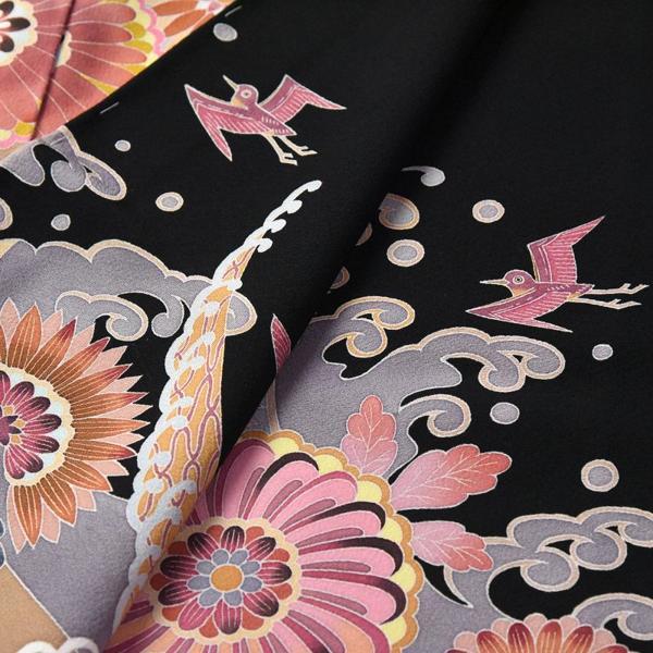 黒留袖 手縫いお仕立てと五つ紋入れ付き 加賀友禅「中町博志」氏作 菊
