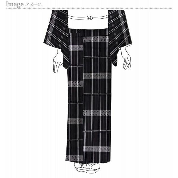 紬の着物　袷フルオーダーお仕立て付き　新潟県十日町「蕪重織物」謹製　黒色　お洒落着物　裄７０．５ｃｍまで　送料込みの画像