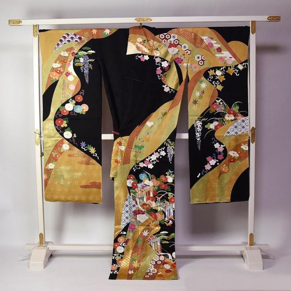 千總 染め分け 四季の花金駒刺繍 振袖 フルセット 千總 手縫いお仕立て付き 京友禅の老舗「千總」謹製 振袖 御所車に花々