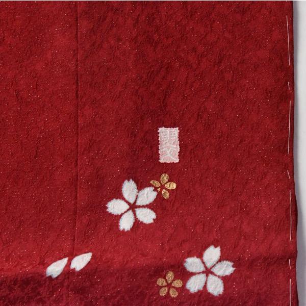 振袖　手縫いお仕立て付き　十日町「翠山」謹製　辻が花　赤色　裄７４．５ｃｍ位まで成人式・卒業式・謝恩会・結婚式・披露宴・初釜・パーティーに送料込みの画像