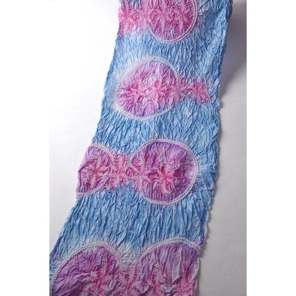 藤娘きぬたや 有松鳴海絞り 絞り浴衣 お花 水色、赤紫色 反物販売 お