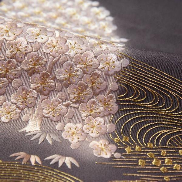 訪問着 手縫いお仕立て付き 総刺繍 蘇州刺繍 波に松、楓、梅 訪問着 手縫いお仕立て付き 総刺繍 蘇州刺繍 波に松、楓、梅