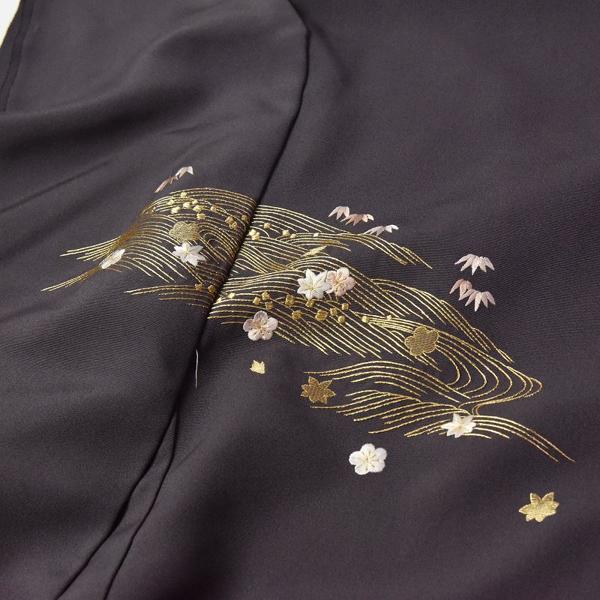 訪問着 手縫いお仕立て付き 総刺繍 蘇州刺繍 波に松、楓、梅 グレー色