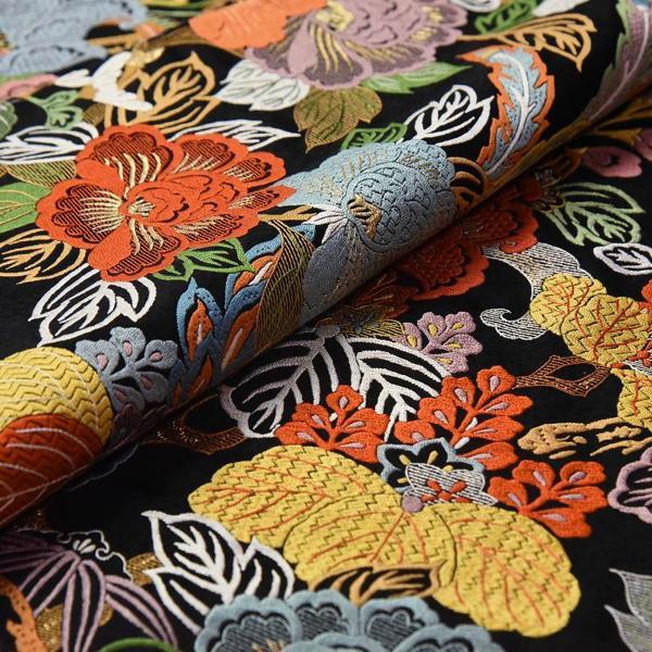 振袖 手縫いお仕立て付き 総刺繍 手刺繍 花々に鳳凰 黒色 身長