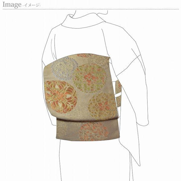 袋帯　お仕立て付き　西陣織「川島織物」袋帯（六通柄）雅優丸文　錦織　金色　礼装用／フォーマル／着物／和装／結婚式送料込みの画像