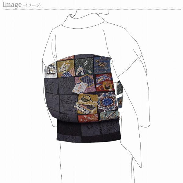袋帯　お仕立て付き　正絹　西陣織「まいづる」遠い日の思い出　グレー色　着物/和服/セミフォーマル用　送料込みの画像